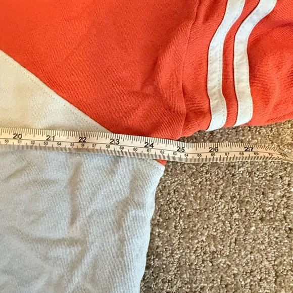 THE GREAT Cross Country Colorblock Cotton Sweatshirt Tomato Red Blue Medium - Picture 10 of 13